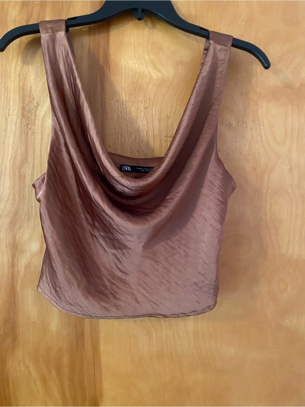 Zara Satin Cowl Neck Camisole - Copper Brown